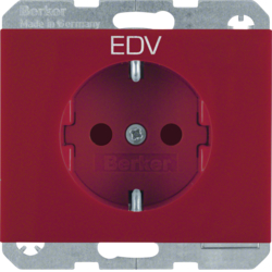 47357115 SCHUKO socket outlet with "EDV" imprint enhanced contact protection,  Berker K.1, red
