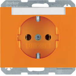 47397014 SCHUKO socket outlet with labelling field,  Berker K.1, orange glossy