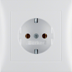 47429909 SCHUKO socket outlet with cover plate Berker S.1/B.3/B.7, polar white matt