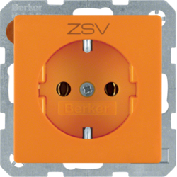 47436007 SCHUKO socket outlet with "ZSV" imprint Berker Q.1/Q.3/Q.7/Q.9, orange velvety