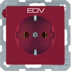 47436022 SCHUKO socket outlet with "EDV" imprint Berker Q.1/Q.3/Q.7/Q.9, red velvety