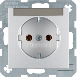 47501404 SCHUKO socket outlet with labelling field,  Berker S.1/B.3/B.7, aluminium,  matt,  lacquered