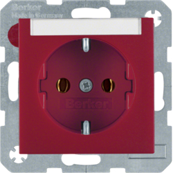 47501902 SCHUKO socket outlet with labelling field,  Berker S.1/B.3/B.7, red matt
