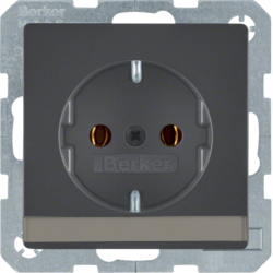 47506086 SCHUKO socket outlet with labelling field,  Berker Q.1/Q.3/Q.7/Q.9, anthracite velvety,  lacquered