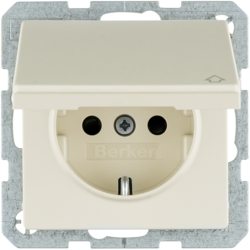 47516062 SCHUKO socket outlet with hinged cover Berker Q.1/Q.3/Q.7/Q.9
