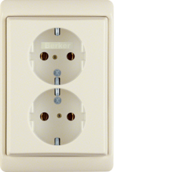 47530002 Double SCHUKO socket outlet with frame Berker Arsys,  white glossy