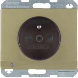 6765109011 Socket outlet with earthing pin and LED orientation light enhanced contact protection,  Screw-in lift terminals,  Berker Arsys,  light bronze,  lacquered