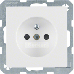 6765766089 Socket outlet with earthing pin with enhanced touch protection,  with screw-in lift terminals,  Berker Q.1/Q.3/Q.7/Q.9, polar white velvety