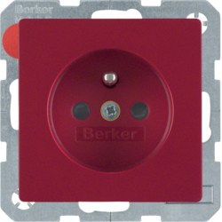 6768766012 Socket outlet with earthing pin with enhanced touch protection,  Berker Q.1/Q.3/Q.7/Q.9, red velvety