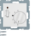 20308989 Temperature controller,  NC contact,  with centre plate with rocker switch,  Berker S.1/B.3/B.7, polar white glossy