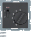 20316086 Temperature controller,  NC contact,  with centre plate,  24 V AC/DC with rocker switch,  Berker Q.1/Q.3/Q.7/Q.9, anthracite velvety,  lacquered