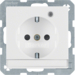 41106089 SCHUKO socket outlet with control LED with labelling field,  enhanced contact protection,  Screw-in lift terminals,  Berker Q.1/Q.3/Q.7/Q.9, polar white velvety
