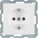 41236089 SCHUKO socket outlet with enhanced touch protection,  Screw-in lift terminals,  Berker Q.1/Q.3/Q.7/Q.9, polar white velvety