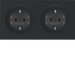 47202045 Combination SCHUKO socket outlet 2gang with frame Berker R.3, black glossy