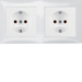 47208989 Combination SCHUKO socket outlet 2gang with frame Berker S.1/B.3/B.7, polar white glossy