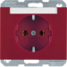 47397015 SCHUKO socket outlet with labelling field,  Berker K.1, red glossy