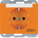 47397114 SCHUKO socket outlet with "ZSV" imprint Labelling field,  Berker K.1, orange glossy