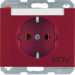 47397115 SCHUKO socket outlet with "EDV" imprint Labelling field,  Berker K.1, red glossy