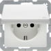 47516079 SCHUKO socket outlet with hinged cover enhanced contact protection,  Berker Q.1/Q.3/Q.7/Q.9, polar white velvety
