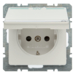 47526039 SCHUKO socket outlet with hinged cover and "SV" imprint in green Labelling field,  enhanced contact protection,  Berker Q.1/Q.3/Q.7/Q.9, polar white velvety