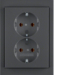 47537006 Double SCHUKO socket outlet with cover plate Berker K.1, anthracite matt,  lacquered