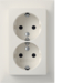 47591909 Double SCHUKO socket outlet with cover plate,  high with enhanced touch protection,  Berker S.1/B.3/B.7, polar white matt