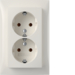 47748989 Double SCHUKO socket outlet with cover plate,  high Berker S.1/B.3/B.7, polar white glossy