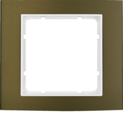 10113021 Frame 1gang Berker B.3, Aluminium brown/polar white matt,  aluminium anodised