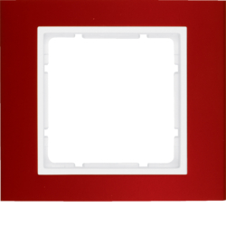 10113022 Frame 1gang Berker B.3, Aluminium red/polar white matt,  aluminium anodised