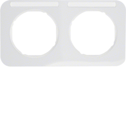 10122179 Frame 2gang horizontal with labelling field,  Berker R.1, polar white glossy