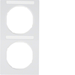 10122269 Frame 2gang vertical with labelling field,  Berker R.3, polar white glossy
