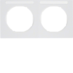 10122279 Frame 2gang horizontal with labelling field,  Berker R.3, polar white glossy