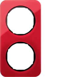 10122344 Frame 2gang Berker R.1, red transparent/black glossy,  acrylic