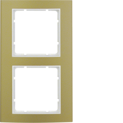 10123046 Frame 2gang Berker B.3, Aluminium gold/polar white matt,  aluminium anodised