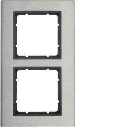 10123606 Frame 2gang vertical Berker B.7, Stainless steel/anthracite matt,  metal brushed
