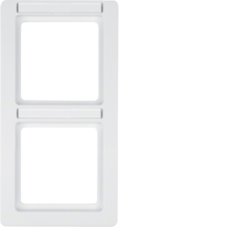 10126019 Frame 2gang vertical with labelling field,  Berker Q.1, polar white velvety