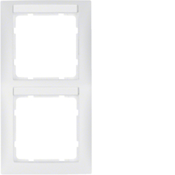 10129919 Frame 2gang vertical with labelling field,  Berker S.1, polar white matt