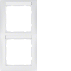 10129919 Frame 2gang vertical with labelling field,  Berker S.1, polar white matt
