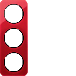 10132344 Frame 3gang Berker R.1, red transparent/black glossy,  acrylic