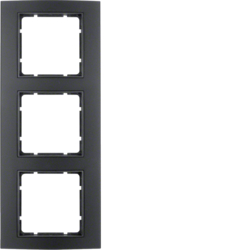 10133005 Frame 3gang Berker B.3, Aluminium black/anthracite matt,  aluminium anodised
