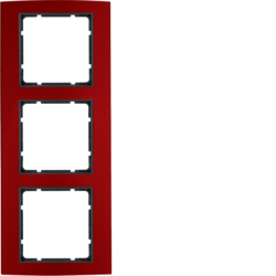 10133012 Frame 3gang Berker B.3, Aluminium red/anthracite matt,  aluminium anodised