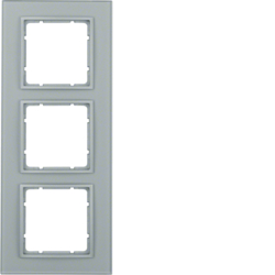 10136414 Glass frame 3gang Berker B.7, glass aluminium/aluminium matt,  lacquered