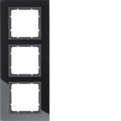 10136616 Glass frame 3gang Berker B.7, glass black/anthracite matt