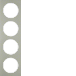 10142214 Frame 4gang Berker R.3, stainless steel/polar white