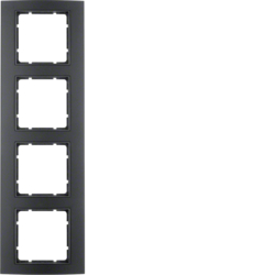 10143005 Frame 4gang Berker B.3, Aluminium black/anthracite matt,  aluminium anodised