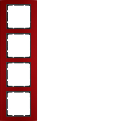 10143012 Frame 4gang Berker B.3, Aluminium red/anthracite matt,  aluminium anodised