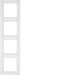 10146019 Frame 4gang vertical with labelling field,  Berker Q.1, polar white velvety