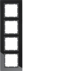 10146616 Glass frame 4gang Berker B.7, glass black/anthracite matt