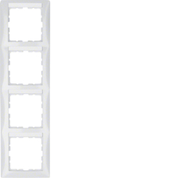 10148919 Frame 4gang vertical with labelling field,  Berker S.1, polar white glossy