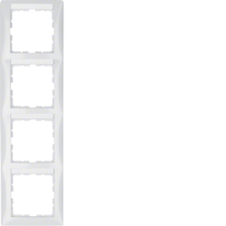 10148919 Frame 4gang vertical with labelling field,  Berker S.1, polar white glossy